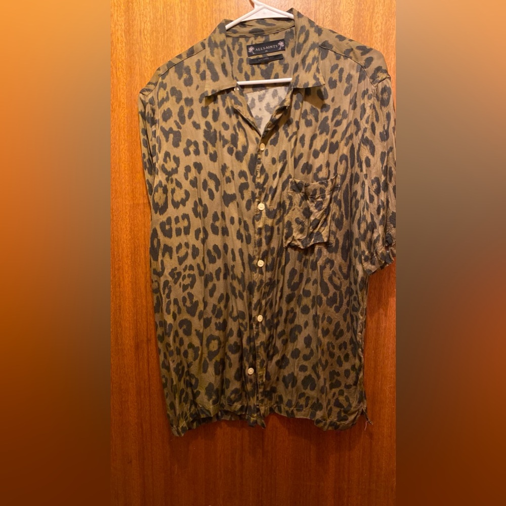 All Saints leopard button down short sleeve